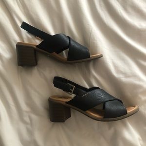 Dr Scholls Black Block Heel Sandal